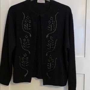 Vintage Black Beaded, Embroidered Cardigan